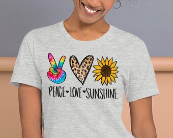 Peace Love Sunshine T-shirt, Show Peace Shirt, Inspirational Tee, Love Shirt, Tops And Tees, Peace Tee, Love Tee