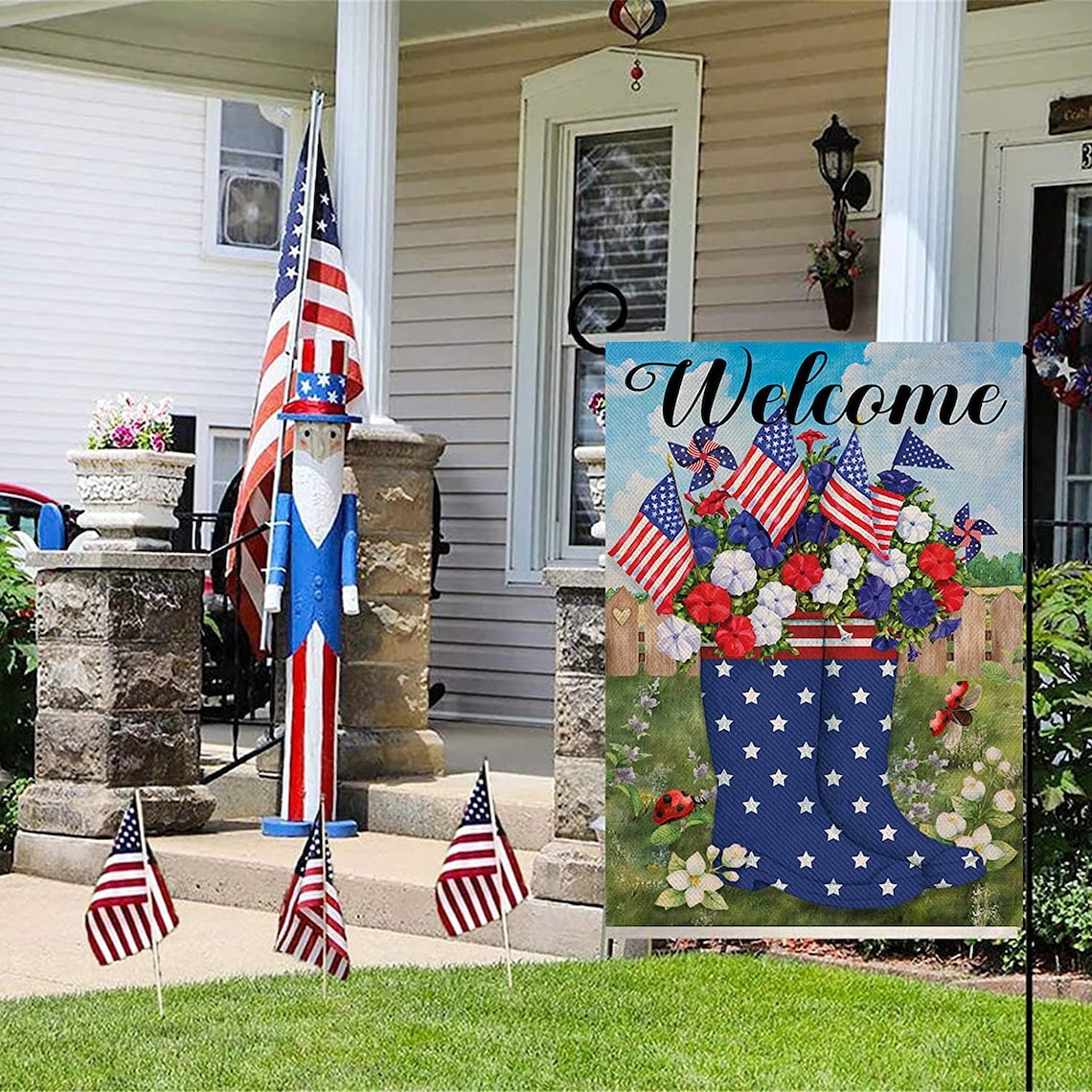 July 4th Decorative Garden Flag House Yard American Etsy