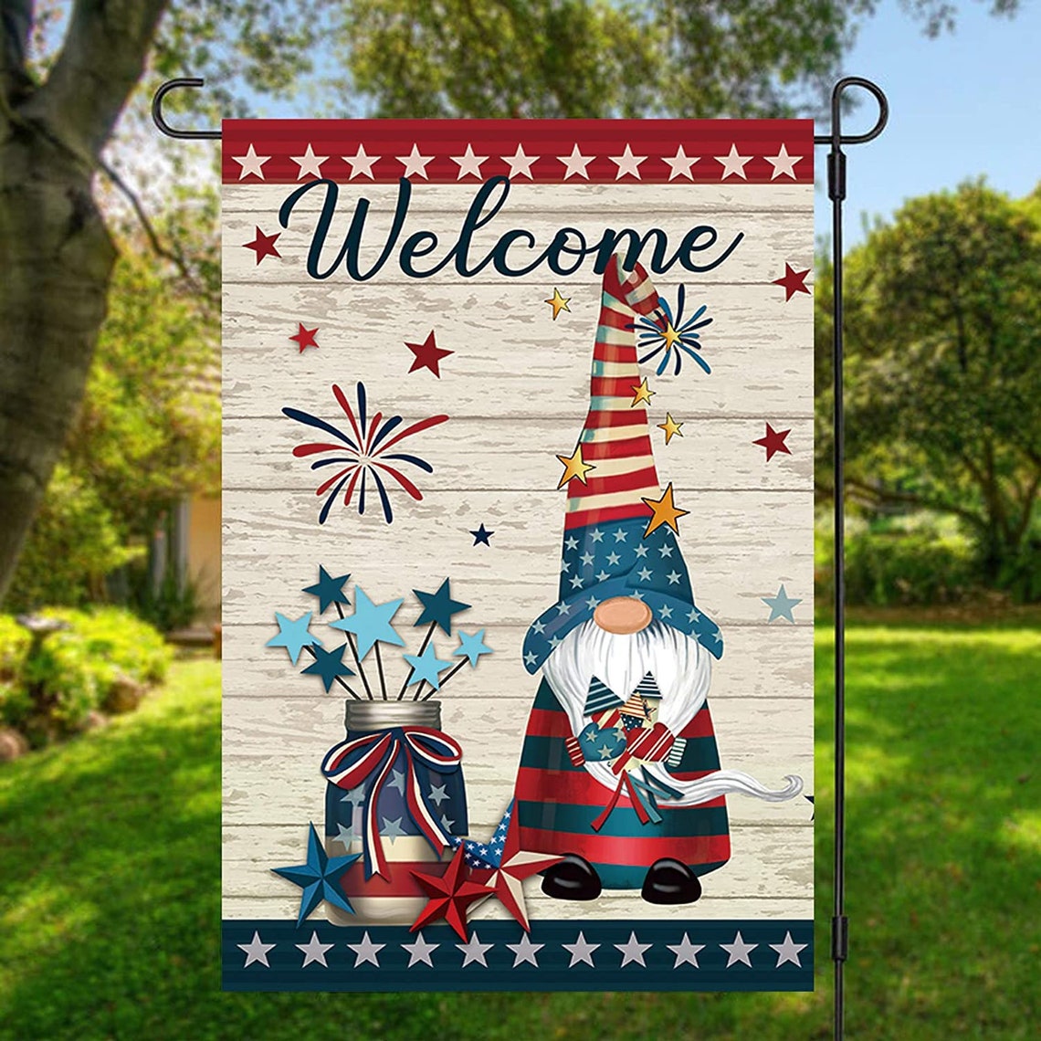 4th of July Gnome Garden Flag for outside 12x18 Double Sided Etsy