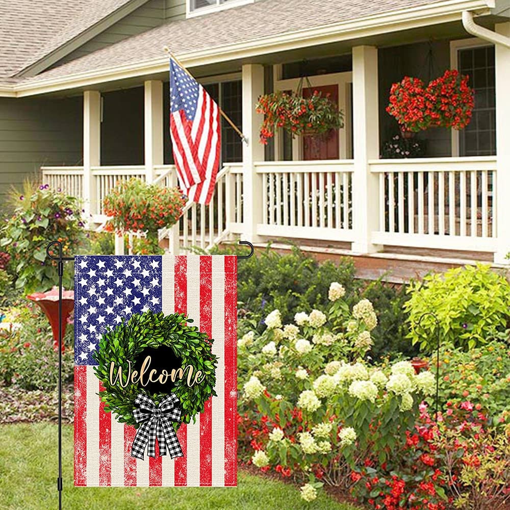 4th of July Patriotic American Garden Flag 12x18 Double Sided Etsy