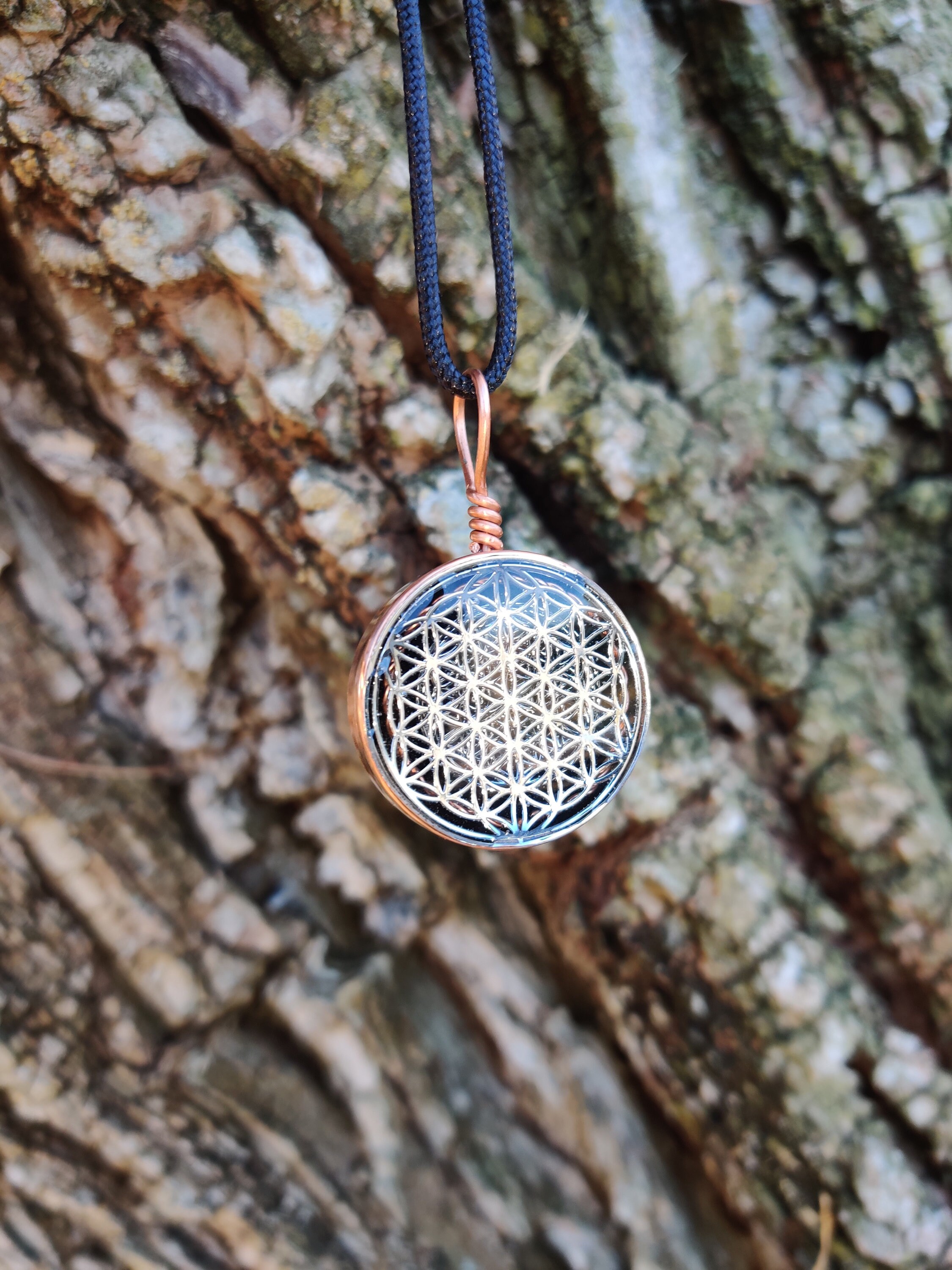 Copper Flower of Life Orgonite Pendant Etsy