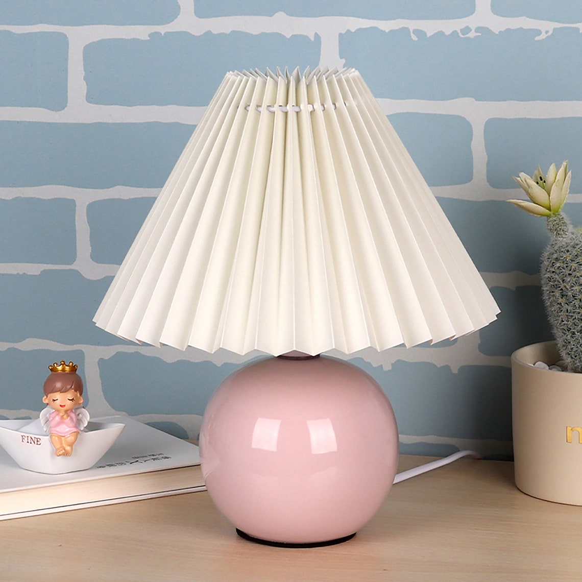 Ceramic Pleated Table Lamp Bedside Lamp Retro Bedroom Etsy