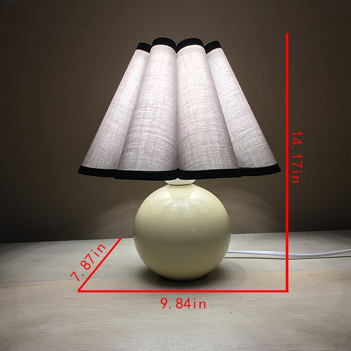 Bedside Table Lamp with Pleated Shade Vintage Fashion Table Etsy