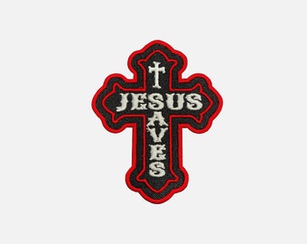 Red Cross Gothic Cross Christian Cross Embroidered Biker Patch