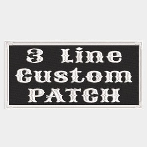 Custom Embroider biker 3 line Name Tag 2 Inch High