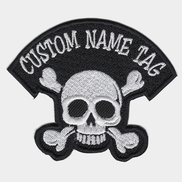 Custom Embroider skull biker Name Tag