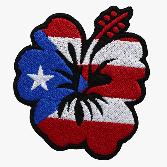 Amapola Flower Puerto Rican Flag Embroidery Biker Patch Etsy