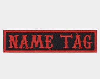 Custom Embroider biker Name Tag .75 inches High