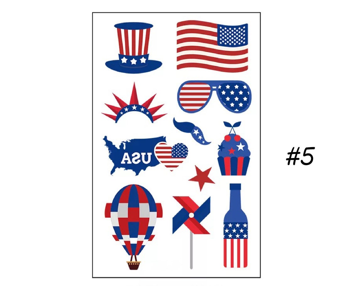 4th of July Temporary Tattoos American Flag Tattoo Etsy