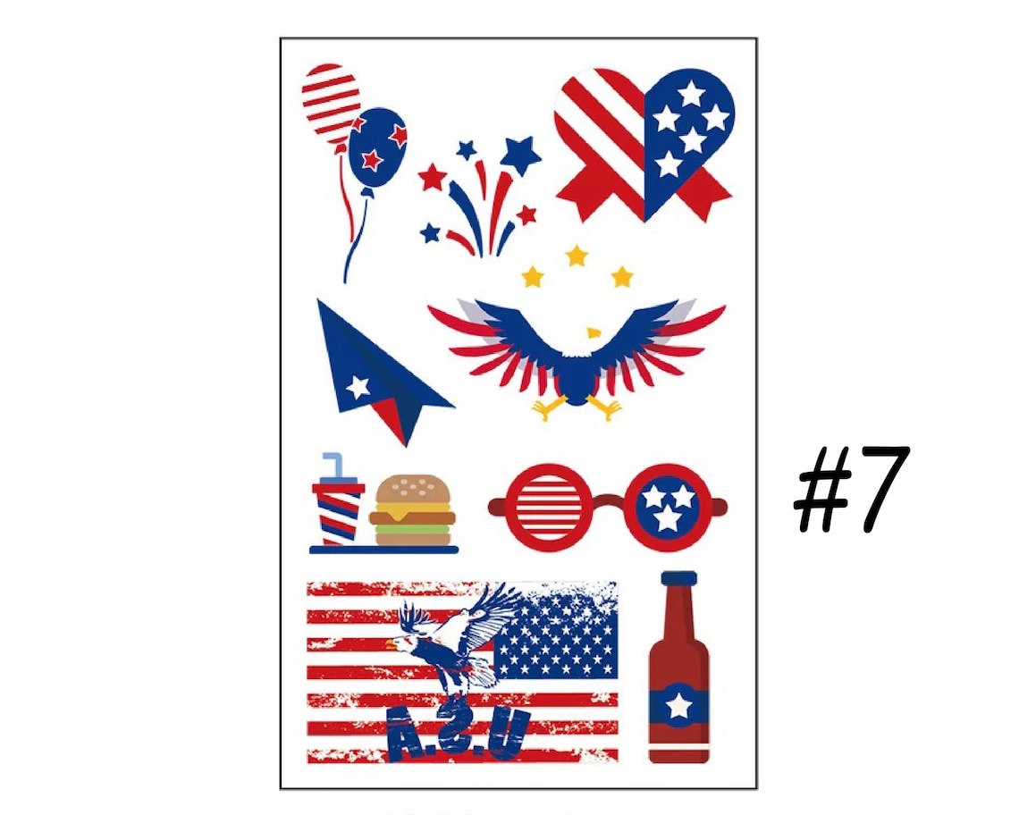 4th of July Temporary Tattoos American Flag Tattoo Etsy