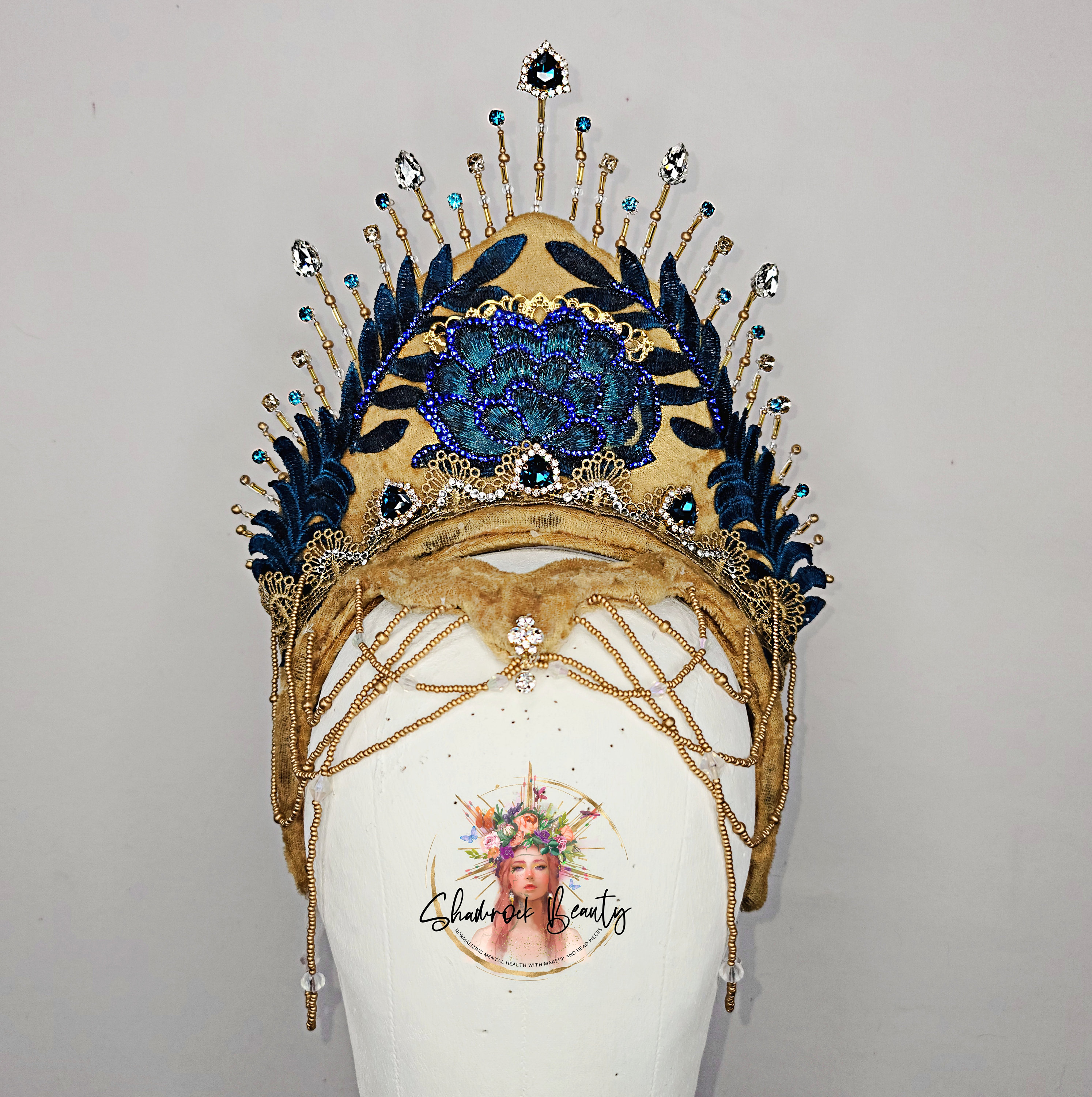 Hera (greek Mythology Series Original) Blue and Gold Diadem  display picture 2