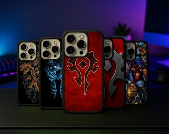 アゼロス風ワールド・オブ・ウォークラフトの携帯ケース、中世ファンタジーゲーマーデザイン、iPhone 15 Pro Max、iPhone 14、Samsung S24 Plus、iPhone Air用