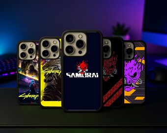 Cyberpunk Futuristic Neon Street Grid Inspired Phone Case for iPhone 17 Samsung Galaxy S26 16 Pro Max 15 Pro S24 Ultra