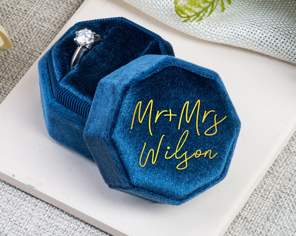 Velvet Ring Box, Wedding Ring Box, Ring Bearer Box, Engagement Ring B…