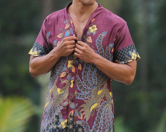 man shirt in silk/ men shirt/ batik shirt