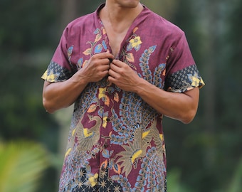 man shirt in silk/ men shirt/ batik shirt