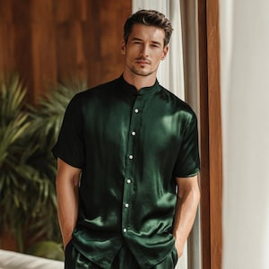 Emerald Silk Shirt - Etsy