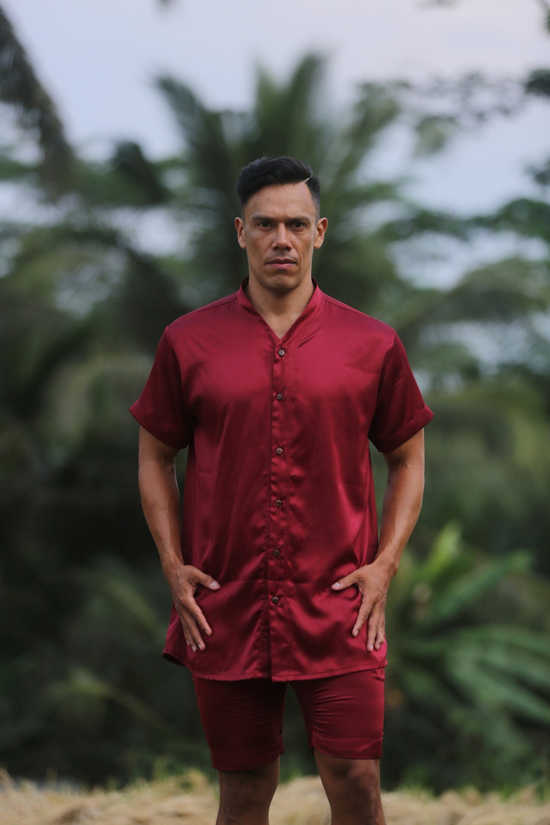 burgundy silk dress shirt The Shirt by Rochelle Behrens Women's The Silk Shirt - Purple