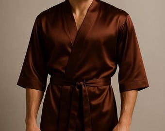 Silk Kimono Robe with Belt & Pockets - Elegant Loungewear
