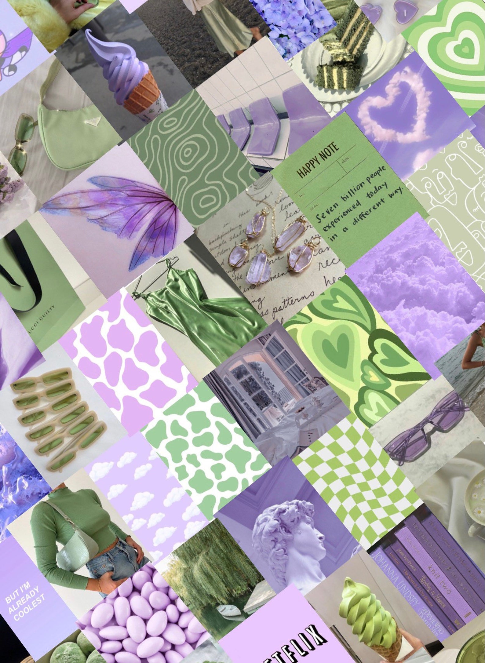 Sage Green and Lavender Aesthetic Collage Kit 6x4 Inches Pack Etsy