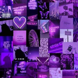 Neon Purple Aesthetic Collage Kit 6x4 and 4x4 Inches Pack of 25-200