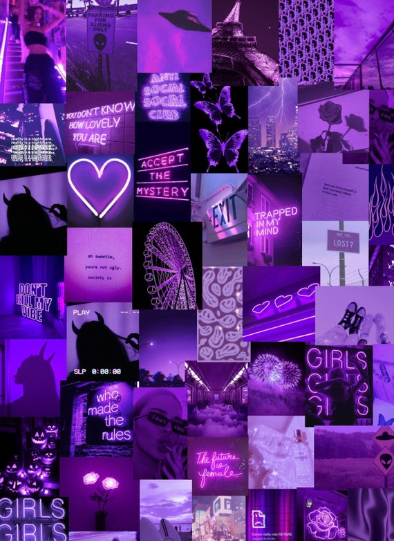 Neon Purple Aesthetic Collage Boujee Purple Mood Board Australia ...