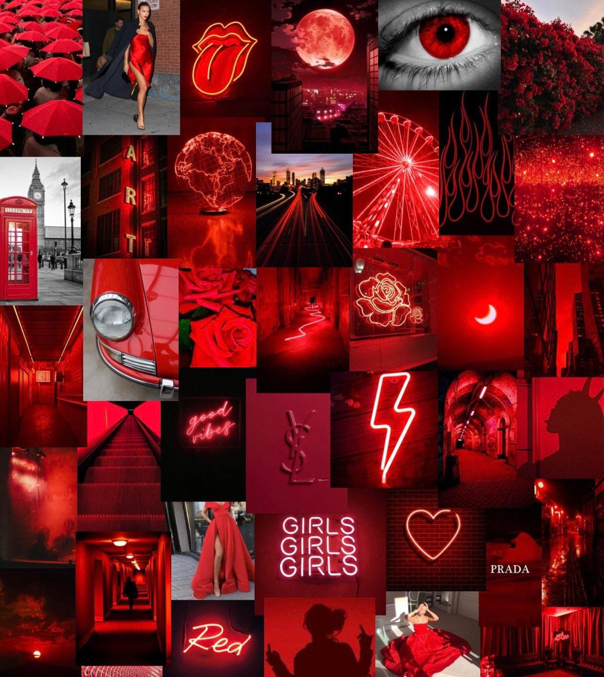 Neon Red Aesthetic Collage Kit 6x4 Inches Pack of 25200 Etsy UK