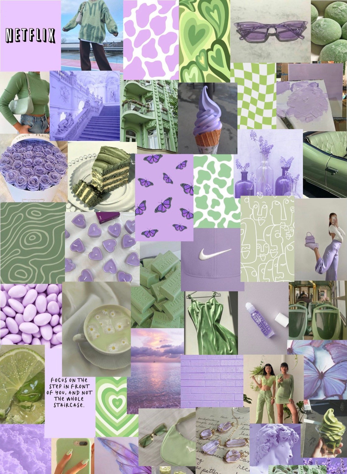 Sage Green and Lavender Aesthetic Collage Kit 6x4 Inches Pack Etsy
