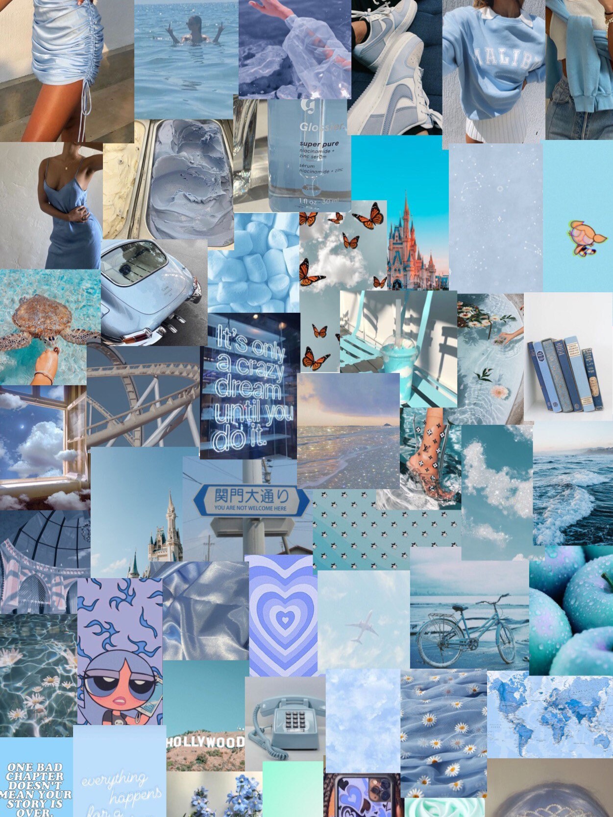 Light Blue Aesthetic Collage Kit 6x4 Inches Pack Of 25 150 Etsy