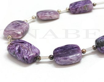 Natural Charoite Rectangle Shape Smooth Beads-Charoite Smooth Beads-Rectangle Shape Smooth Beads-Charoite Smooth Rectangle Briolette Beads
