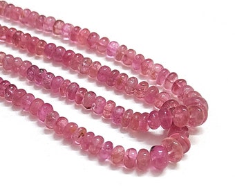 Natural Light Pink Tourmaline Smooth Beads-Tourmaline Rondelle Bead-Pink Tourmaline Smooth Gemstone Bead-Tourmaline Beads for Jewelry Making