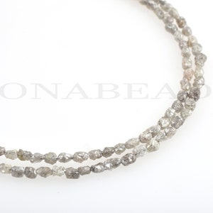 AAA Quality-Natural Grey Color Diamond Raw Long Drill Beads-Raw Diamond Bead-Diamond Beads-Grey Diamond Beads-14 inch-(Enlarged Picture)