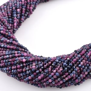 Natural Ruby & Blue Sapphire Faceted Beads -  Faceted Tiny Beads - Ruby Rondelle- Sapphire Rondelle Beads - Ruby Sapphire Beads 12.5&quot;