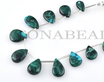 Natural Azurite Malachite Smooth Pear Shape Beads-Azurite Malachite Beads-Azurite Pear Shape Beads-Briolette Beads-Malachite Beads