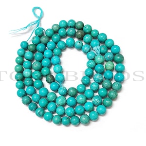 Superb Turquoise Smooth Round Shape Beads-Turquoise Beads-Turquoise Beads-Turquoise Round Smooth Beads-15.5inch-Tourquoise Beads-Round Shape