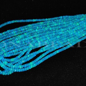 Superb Quality Pariba Blue Smooth Ethiopian Opal Beads-Smooth Rondelle Beads-Opal Beads-Blue Opal Beads-Opal Rondelle Gemstone Beads