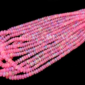 Superb Quality Pink  Ethiopian Opal Smooth Rondelle Beads-Ethiopian Opal Beads-Opal Rondelle Beads-Pink Opal-Smooth Opal-Opal Gemstone Beads