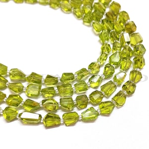 Natural Peridot Nugget Faceted Beads-Peridot Beads-Nugget Beads-Peridot Nugget Beads-Faceted Beads-8 Inch-Small Nugget Beads-Faceted Nugget