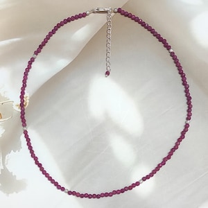 Ruby Necklace, 3.4 MM Natural Ruby Beads Necklace, Natural Ruby Stone Necklace, Jewelry Beads, Mother&#39;s Day Gift, Anniversary Gift, For Her