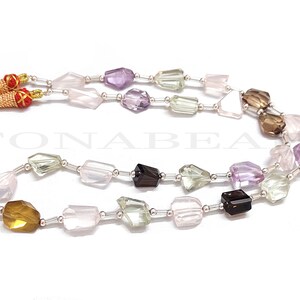 Superb Quality Multi Color Faceted Nugget Beads-Amethyst Nugget-Green Amethyst-Rose Quartz Nugget-Smoky Quartz Beads-Faceted Nugget Gemstone