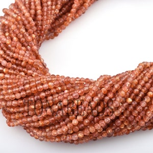 Natural Sunstone Rondelle Faceted Beads - Sunstone Faceted Tiny Beads - Sunstone Rondelle Beads - Sunstone Faceted Rondelle Beads 12.5&quot;