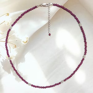 Ruby Necklace, 3.4 MM Natural Ruby Beads Necklace, Natural Ruby Stone Necklace, Jewelry Beads, Mother&#39;s Day Gift, Anniversary Gift, For Her