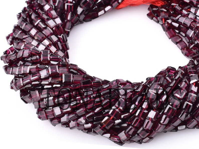 Square Shape Garnet Faceted Beads-5mm-Natural Garnet Beads-Garnet Square Shape Bead-13-Garnet Faceted Beads-Top Quality Garnet Square Beads