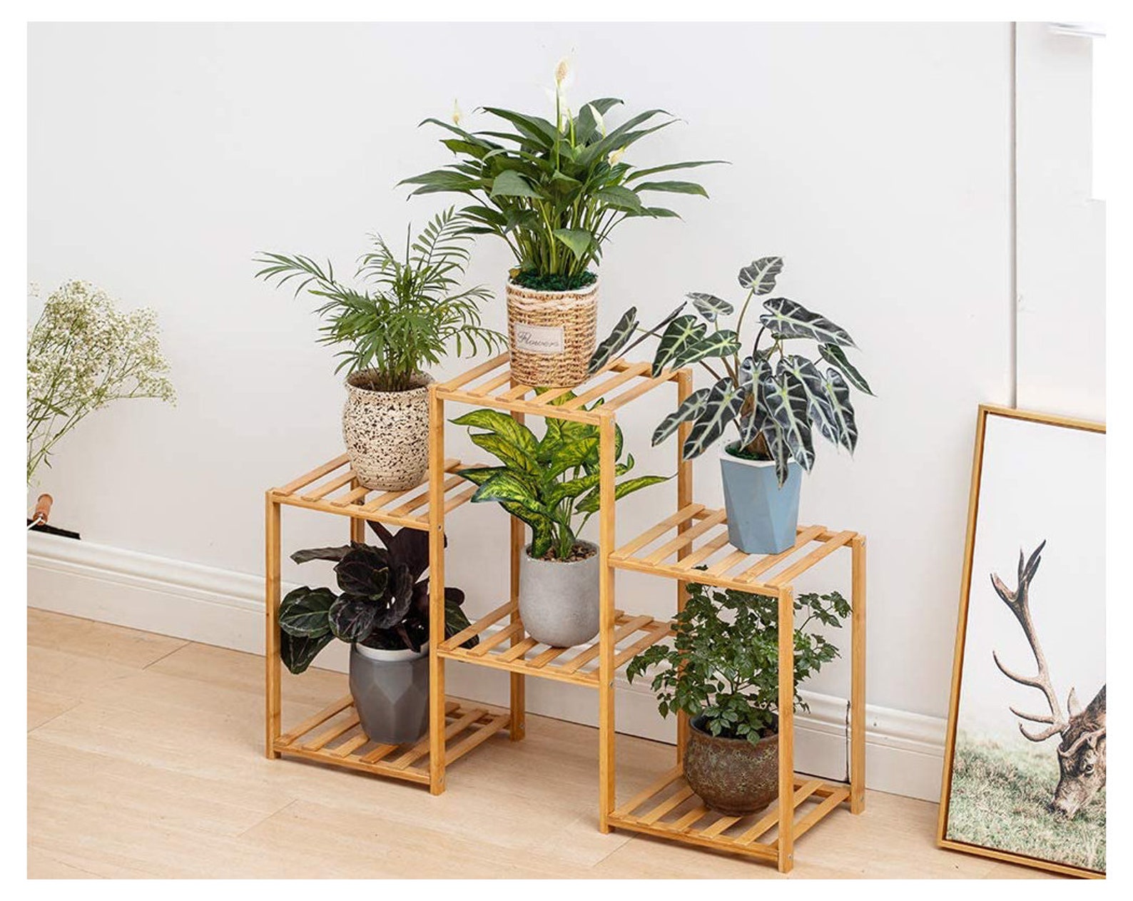 6 niveles bambú planta de madera stand rack múltiple maceta de | Etsy