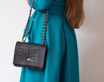 Leather black bag, leather clutch, clutch bag