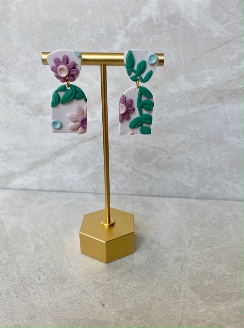 First Bloom Violet Dangle Clay Earring