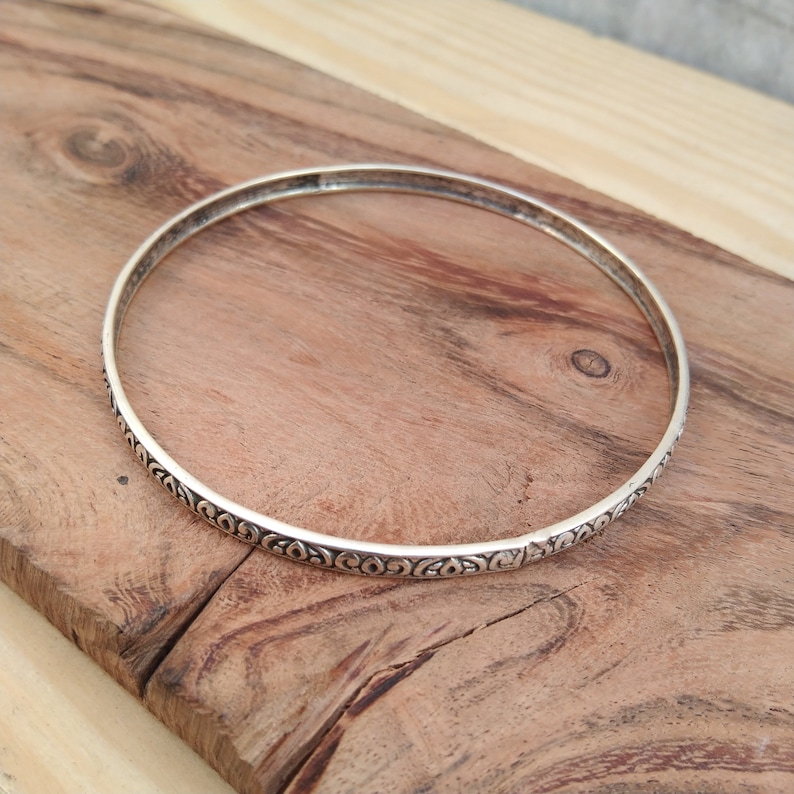 Silver Bangle Silver Bangle 925 Sterling Silver Inner Size 65 mm