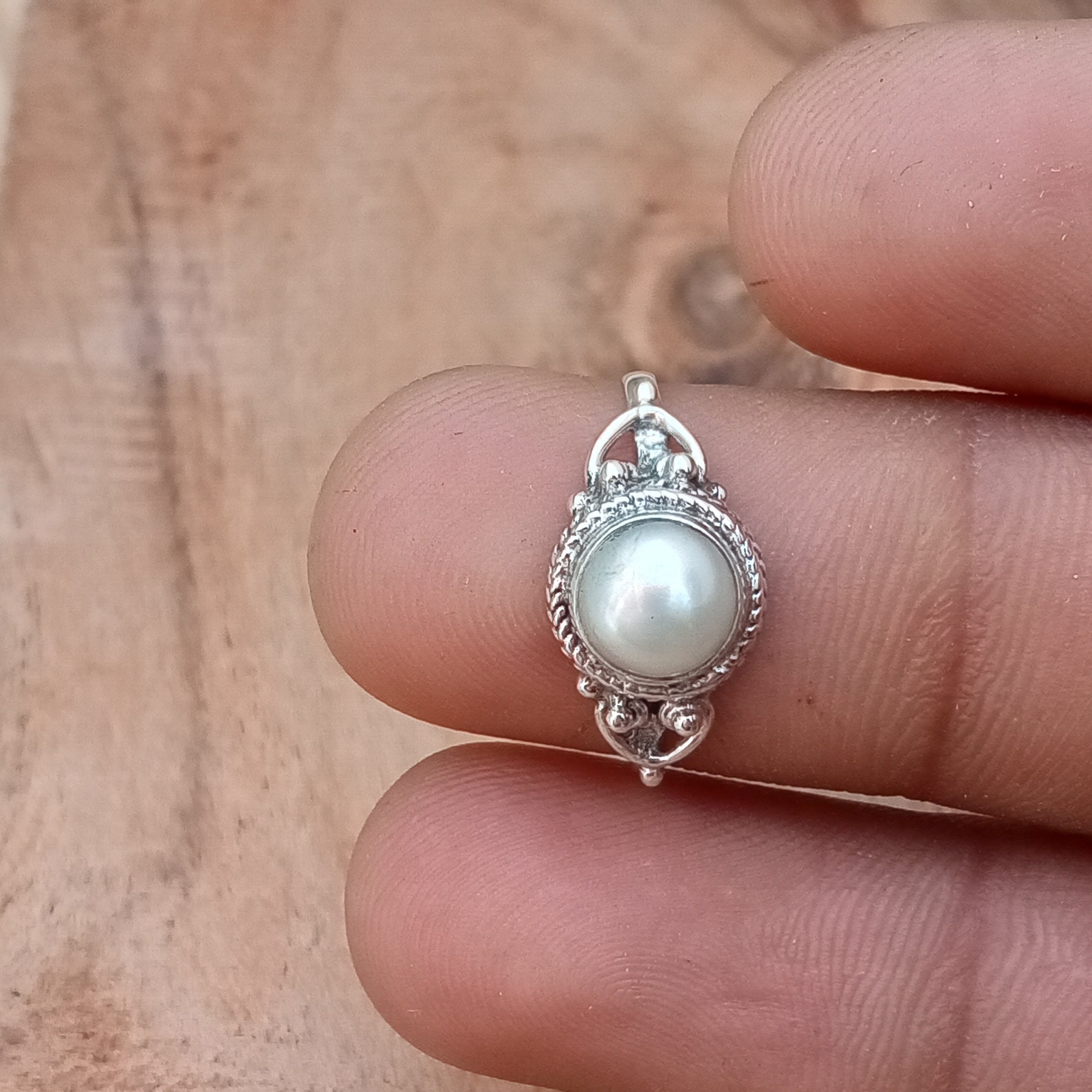 Pearl Ring 925 Sterling Silver Pearl Gemstone Silver Ring Etsy