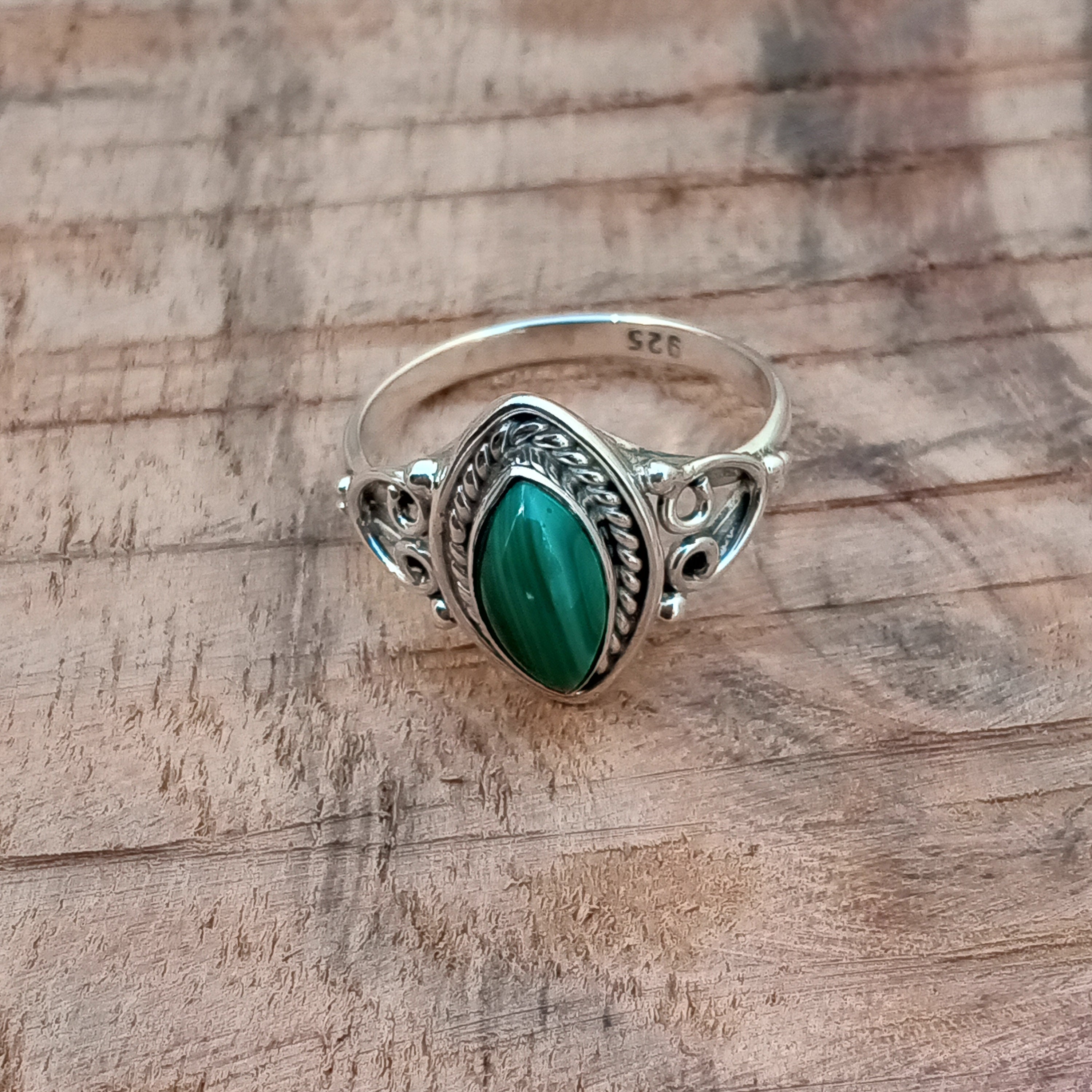 Malachite Ring 925 Sterling Silver Malachite Gemstone Silver Etsy