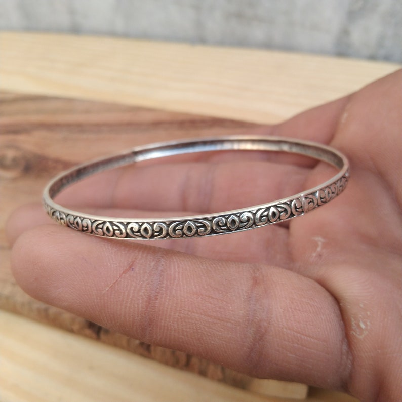 Silver Bangle Silver Bangle 925 Sterling Silver Inner Size 65 mm